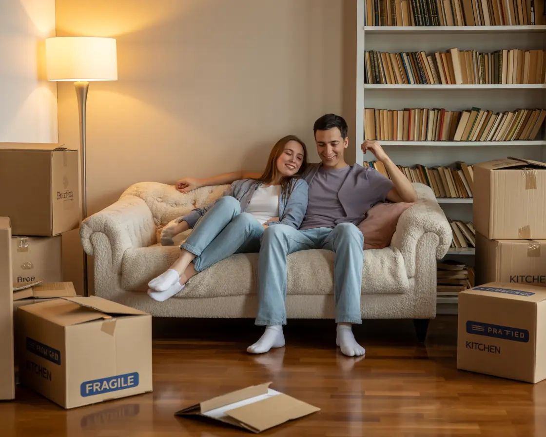Relaxed couple planning their move with PackTight Movers